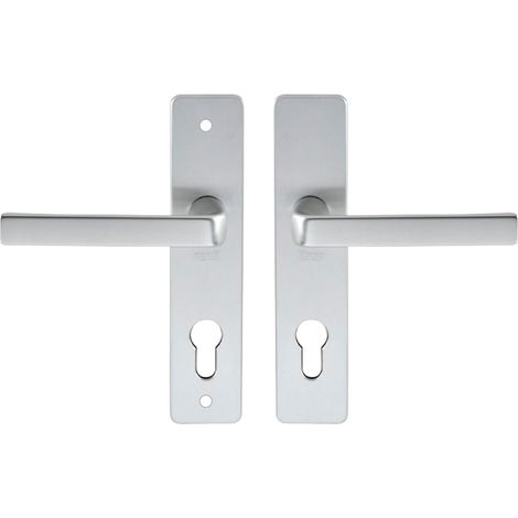 1 - Poignée De Porte - Plaque De Propreté - Entraxe 165 Mm - Pour Porte D&39Entrée Et Abri De Jardin - Aluminium - Argent - 38x48 Cm
