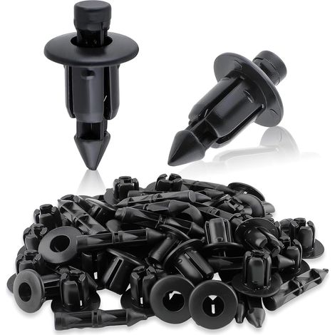 50 Pièces Rivet Plastique 6mm, Clips de Fixation Voiture et Moto, Agrafes Plastique pour Carénage et Panneau de Garniture, Rivets Noirs Universels Compatibles avec (1/5)