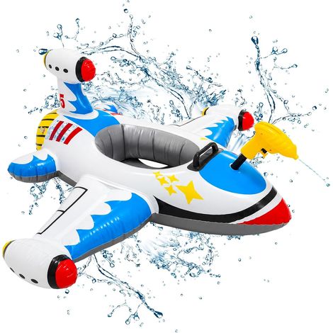 Bouée Piscine Avion avec Pistolet, Flotteur Gonflable Aquatique, Accessoire Piscine pour Loisirs d’été (1/5)