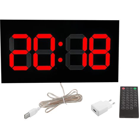 Horloge numérique 3D en acrylique avec calendrier perpétuel, alarme et télécommande, chiffre rouge unique, prise UE 100-240V (1/5)