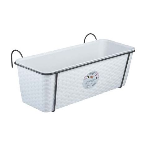 CASSETTA + RISERVA +BALCONIERA NATURAL STEFANPLAST  PP RATTAN BIANCO CM 50X18 H.CM 16