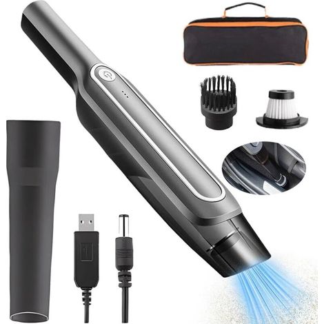 Aspirateur à main sans fil silencieux 50000Pa - 5000mAh rechargeable, filtre nano réutilisable, mini aspirateur de table pour voiture - cuisine, voiture, canapé, animaux domestiques (1/5)