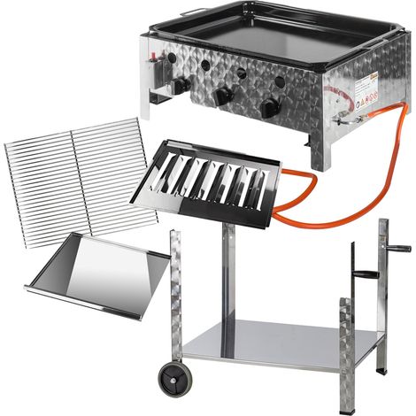 Edelstahl Gasbräter-Set2, 3 flammig, mit Stahlpfanne, Untergestell und Grillset (1/5)