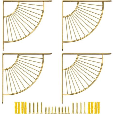 Lot de 4 petits supports décoratifs en laiton pour étagères flottantes, dorés, 20 cm, pour décoration murale (1/4)
