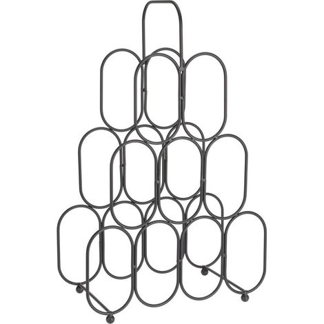 Botellero de metal negro para 9 botellas, 36x56 cm