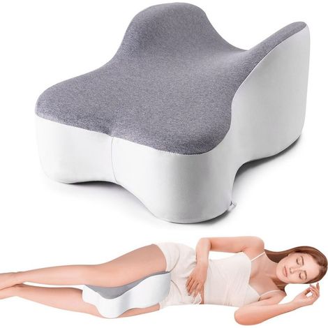 Coussin de genou pour dormeurs latéraux, soutient parfaitement les cuisses et les genoux pour une séparation optimale des genoux, gris.