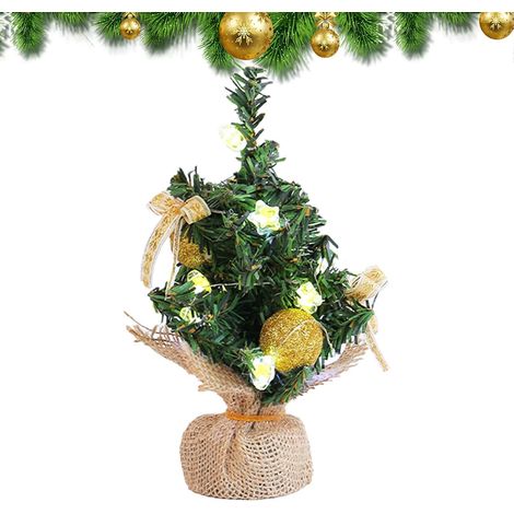Sapin de Noël de table décoratif avec lumière LED, petit sapin de Noël artificiel pour la maison, appartement, bureau, chambre (1/5)