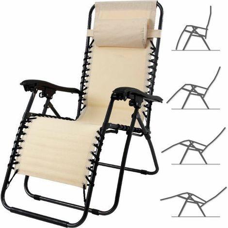 Sedia da Giardino Poltrona Relax Pieghevole Gravita Zero Acciaio Oxford Beige