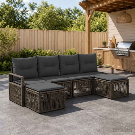Set Divano da Giardino 6 pcs Grigio polyrattan vidaXL (1/5)
