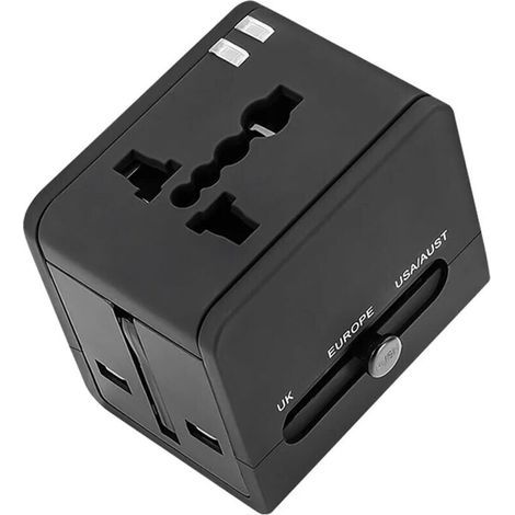 Universal Plug Adapter, Universal Travel Adapter, France to USA UK Canada Australia Japan Plug Adapter, Travel Adapter with 2 USB Ports, Travel Adapter Suitable for 150+ Countries - LIAIKI (1/4)