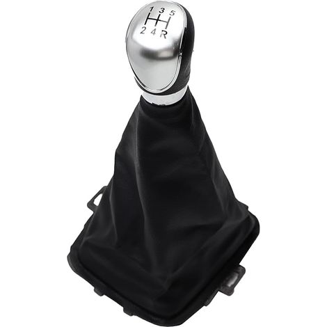 Pommeau de levier de vitesse 5 vitesses 1556845 compatible avec Fiesta MK5 MK6 2008-2012, Noir + Argent, 3 x 5 cm, 1 pièce, Bouton, 1 cm de projection, Moderne, 8A6R-7H409-MA 8A6R7H409MA (1/5)