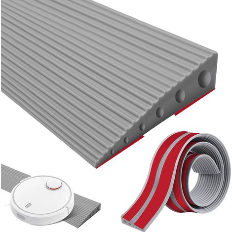 Rampe de Seuil en TPE Rampe de Seuil de Porte 4x10x90cm Autocollantes Seuils de Porte en Caoutchouc Barre de Seuils Adhesive Surface Antidérapante pour Fauteuil Roulant Poussette Aspirateur (1/5)