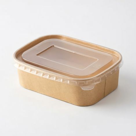 Boîte repas en papier kraft 650 ml avec couvercle, lot de 1 (1/5)