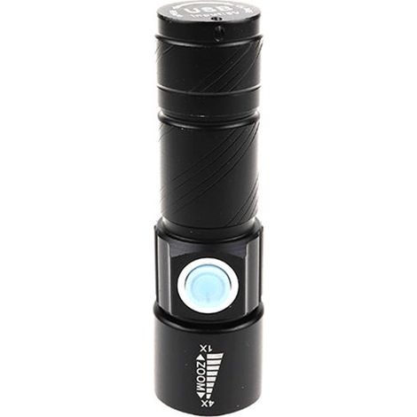 Mini Lampe Torche, Lampe de Poche Ajustable Zoomable,  LED Ultra Puissante , Lampe Torche Rechargeable USB Aluminium Étanche  pour Camping, Randonnée, Urgences