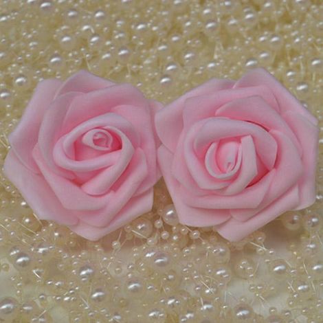 Bouquet de roses artificielles en mousse PE de 6 cm pour décoration de fête, à faire soi-même, idéal pour un mariage (lot de 10).rose clair (1/5)