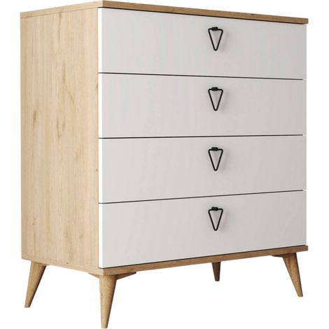 Cajonera Paula, 4 Cajones, Apertura y Cierre Deslizante, 80x45x91h cm Roble Marrón