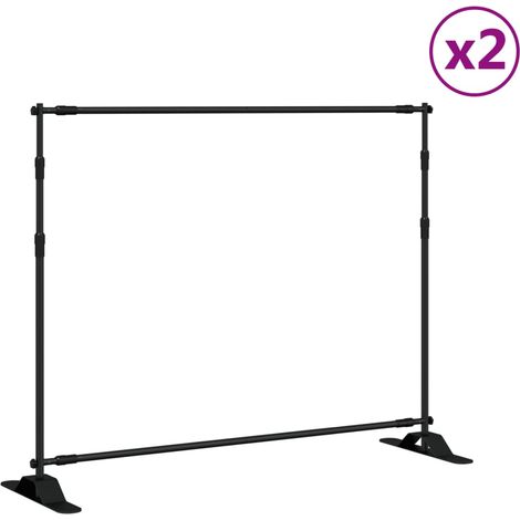 Supports de toile de fond 2 pcs noir 254x243 cm acier (1/5)