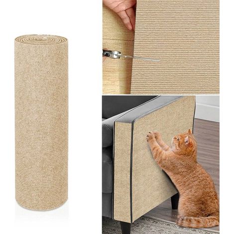 Alfombrilla rascadora para gatos,Tabla rascadora autoadhesiva para gatos,Para proteger alfombras,sofás y muebles (30x100cm) (1/5)