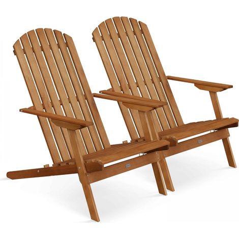 Lot de 2 fauteuils pliant en bois d'eucalyptus
