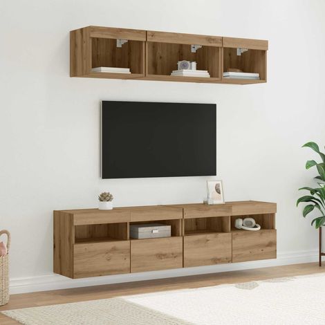 vidaXL  TV Wall Units with LED  5 pcs Artisan Oak 80 x 30 x 40 cm