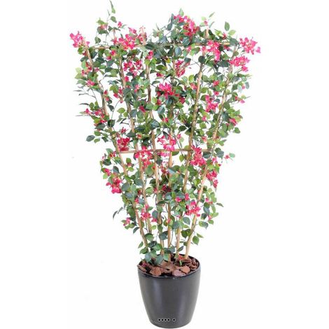 Bougainvillier palissade 6 cannes en pot artificiel H 130 cm Fuschia