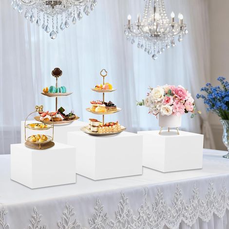 4 PCS Buffet Stands (8”,9",10",12") Food Risers for Buffet Table Catering Dessert Cake Holder Large Acrylic Food Display Stand Set (1/5)