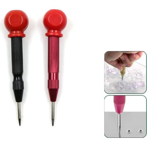 Automatic Center Punch Trous - Automatiques Avec Coussin - Tampon De Centrage En Acier Inoxydable Et MéTal Trou Central à Ressort Pour MéTal, Bois, Verre, Buses En TôLe D'Acier Noir Et Rouge (1/5)