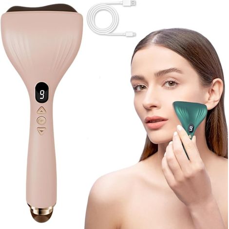 Appareil de massage pour drainage lymphatique, outil Gua Sha avec 9 niveaux de chaleur et de vibration réglables, pour le visage, les jambes, les bras et le corps entier, rose-AquaForge (1/5)