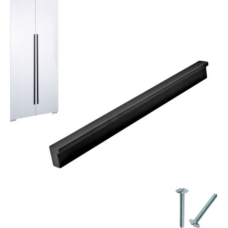 Tirador de mueble negro, tirador de piano, tamaño 512, negro MAT (1/3)