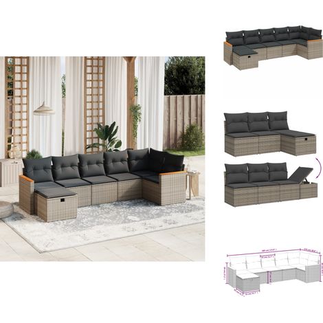 Salon de jardin avec coussins 7 pcs gris résine tressée - Ensemble Salon De Jardin - Meubles De Jardin - Salon Extérieur - Mobilier De Jardin Design - Chaise Longue (1/4)