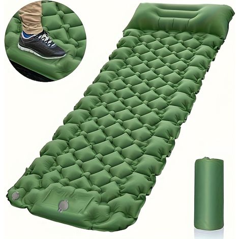 Matelas de camping gonflable ultra-léger en TPU avec pompe intégrée et appui-tête, idéal pour les voyages. (1/5)