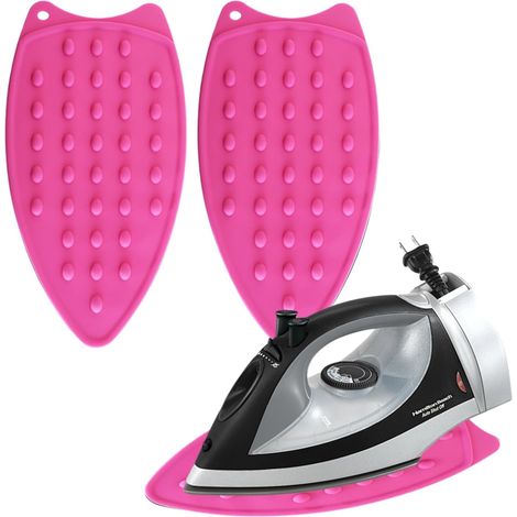 Support pour Fer à Repasser,Repose Fer en Silicone,Tapis de Repos de Repassage avec Trou de Suspension,pour L'isolation Contre Les Brûlures (Rose) (1/5)