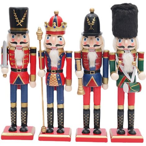 Ornements de Noël Casse-Noisette Soldat, Casse-Noisette en bois, Ensemble d'ornements de Noël Casse-Noisette Soldat classique, Décorations pour sapin de Noël (1/4)