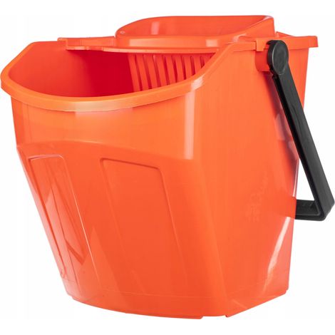 Oranger Flachmopp mit 25-Liter-Eimer und Auswringer