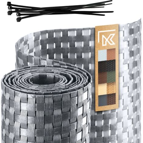 KADAX Zaunband aus Technorattan, Grau, 19 x 25 cm