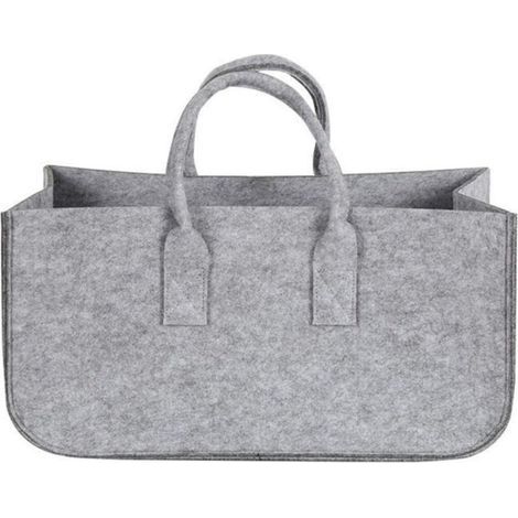 Foldable felt firewood basket, carrying bag for firewood, storage basket (grey)