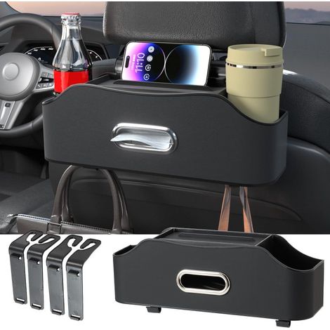 Irovami Porte-gobelets siège auto – multifonctionnel, mouchoirs, noir, voyage (1/5)