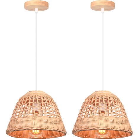 (2PCS) Retro Pendant Light Bamboo Ceiling Light, Indoor Modern Pendant Light, for Living Room, Bedroom, Kitchen E27 (1/5)