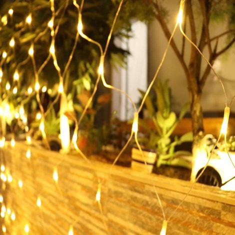 Filet lumineux LED, design en maille, thème Noël, minuterie, pour fêtes, mariages, fenêtres, arbres et décorations saisonnières.-AquaForge (1/4)