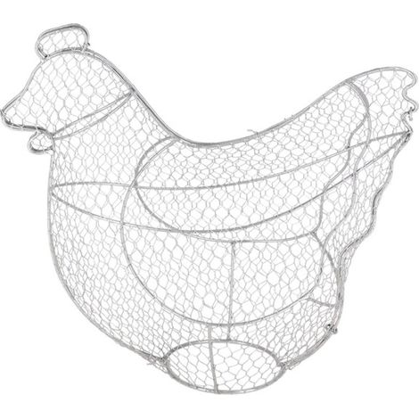 Topiaire Forme Poule - Métal d'Argent - 20,5 x 37,2 x H 32,7 cm - Livraison gratuite (1/4)