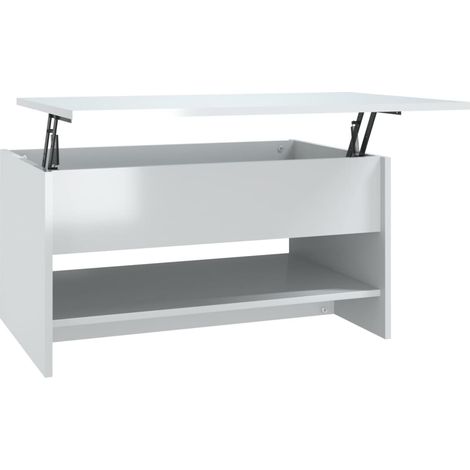Table basse Blanc brillant 80x50x40 cm Bois d'ingénierie (1/5)