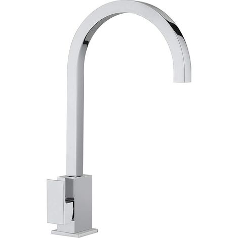 Robinet mitigeur monocommande cuisine évier, carré latéral, chromé, levier latéral orientable, design moderne (1/5)