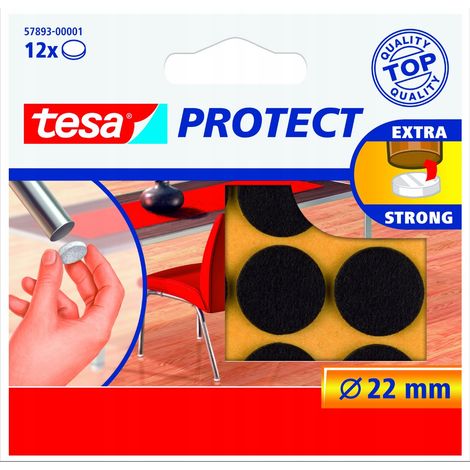 Feltrini autoadesivi Tesa per mobili e sedie, marroni, 22 mm, confezione da 12 pezzi (1/3)