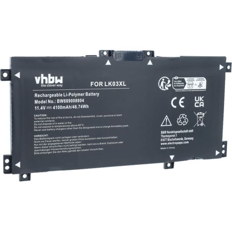 vhbw Akku kompatibel mit HP Envy 17-CE0706NZ, 17-CE0000NG, 17-CE0002NG, 17-CE0001NW, 17-CE0011NB, 17-CE0008CA Notebook (4100 mAh, 11,4 V, Li-Polymer) (1/5)
