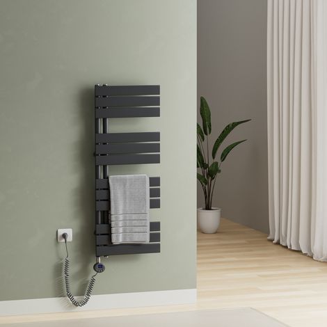 S’AFIELINA Radiateur Sèche-serviettes Electrique avec thermostat programmable, chauffe-serviettes électrique avec contrôle de la température, Anthracite 104.1x40 cm 400Watts