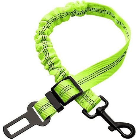 Ceinture de Sécurité pour Chien Voiture avec Absorption des Chocs Durable Réglable Elastique Fils Réfléchissants(Vert) (1/5)