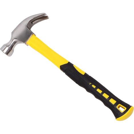 Kaelt - Marteau à griffe droite 1 pièce, 8 oz, poignée de choc antidérapante, construction en bois, jaune/noir (1/5)