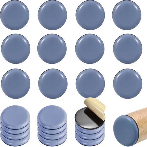 Selbstklebende Teflon-Möbelgleiter – Packung mit 20 runden Gleitern (25 mm) für Stühle, Sofas, Schreibtische und Tische (1/4)