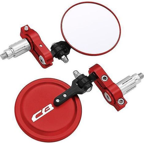 Runde, klappbare Motorradspiegel (7,6 cm/3 Zoll) für Honda CB125R, CB650R, CB190R, CB250R, CB300R, CB400, CB500X und CB1000R – Lenkerendenspiegel – Rot (1/5)