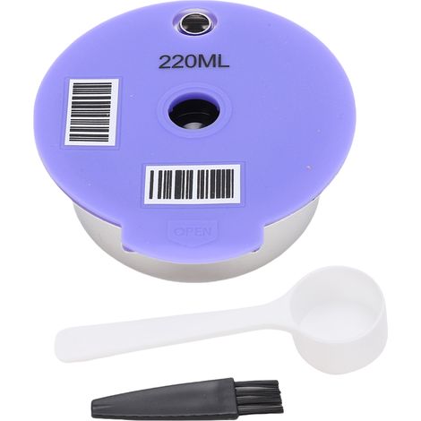 Dosette de café réutilisable en acier inoxydable et Silicone, filtre rechargeable, tasse avec brosse et cuillère pour fabricants, 220ml (1/5)